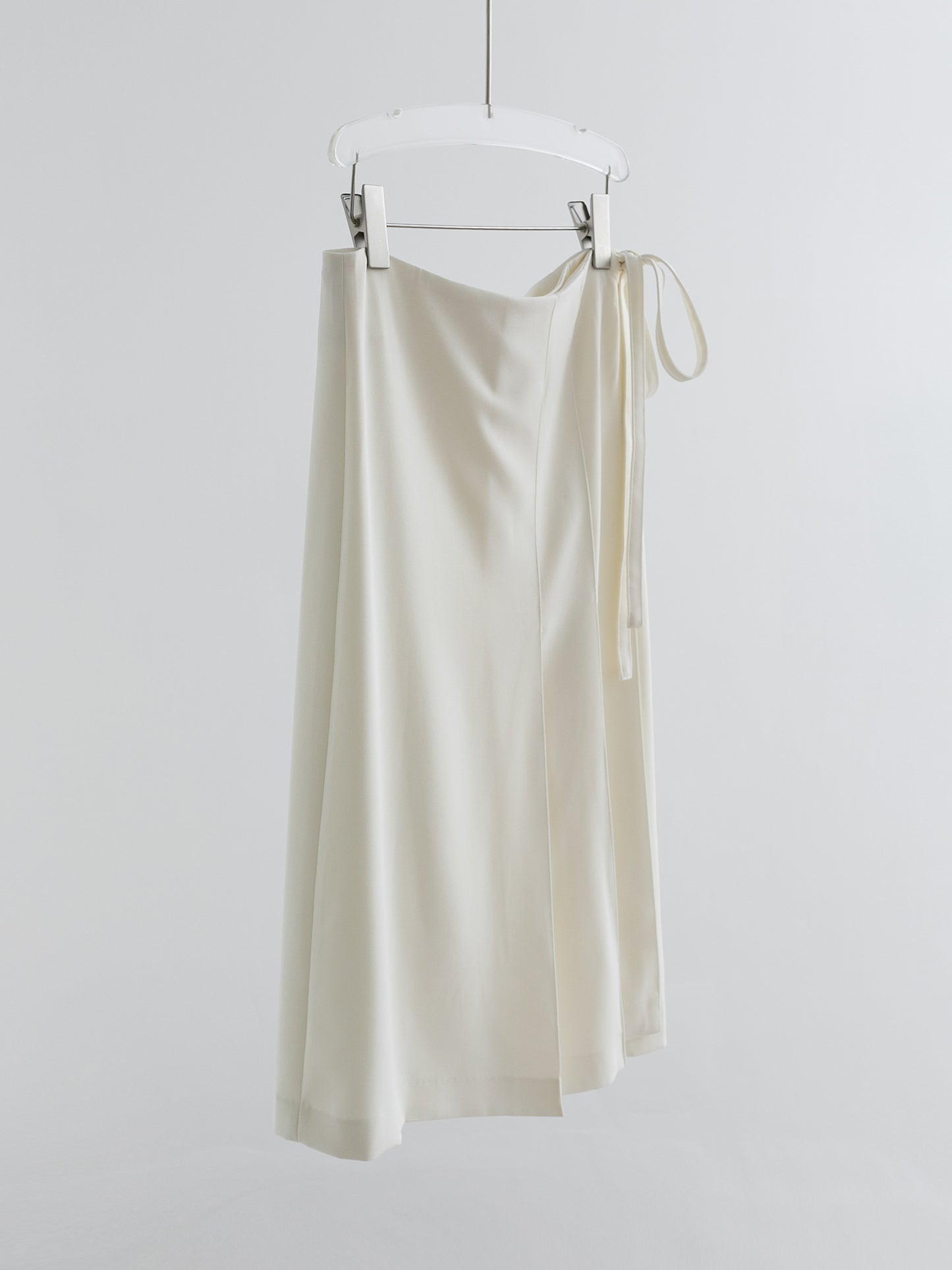 Triacetate Blend Tie-Waist Wrap Skirt V012