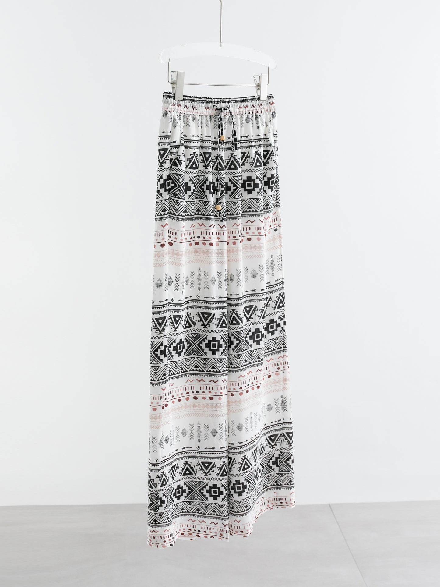 Silk Geometric Print Wide-Leg Pants V010