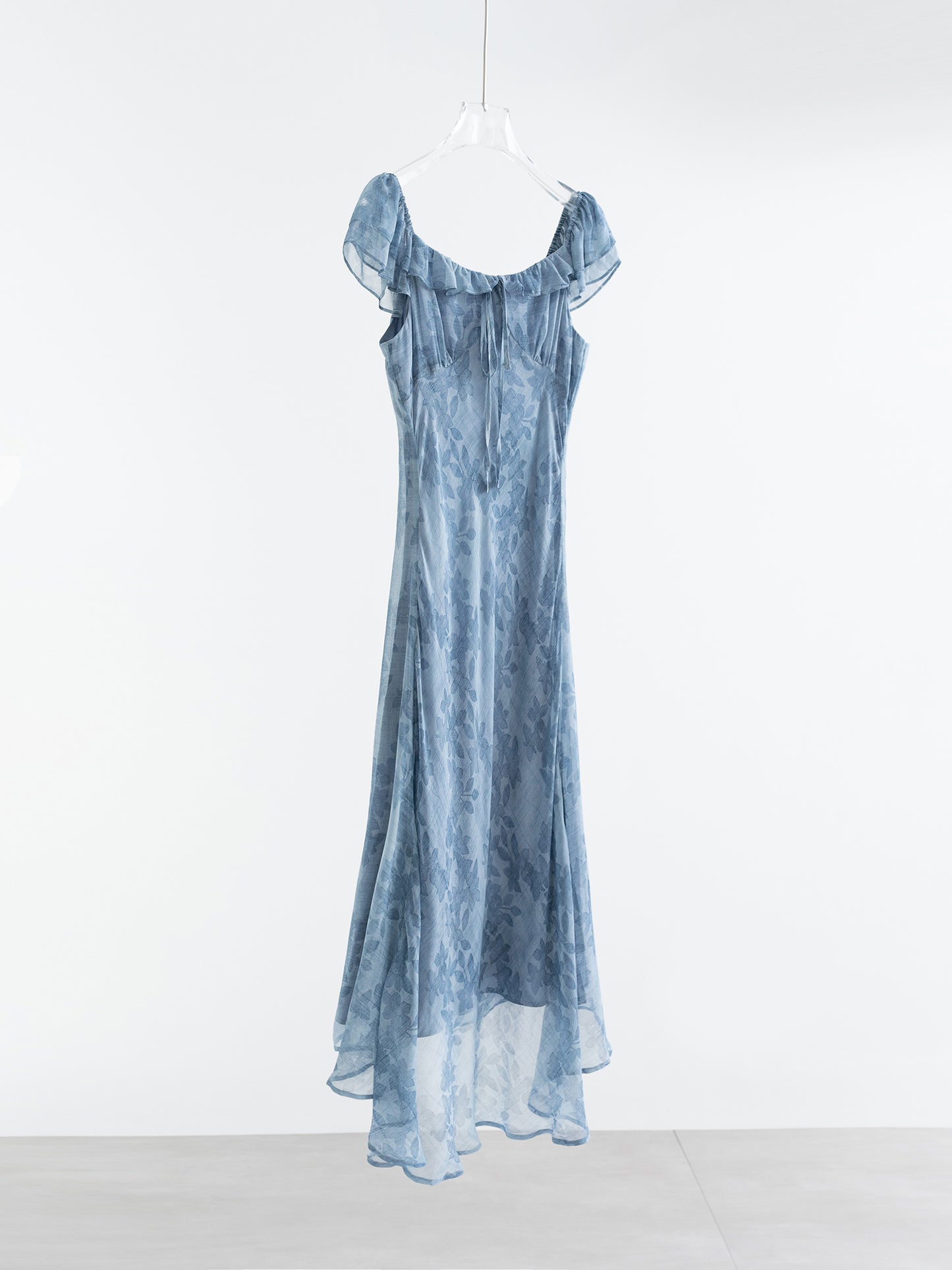 Silk Bias-Cut Floral Maxi Dress V008