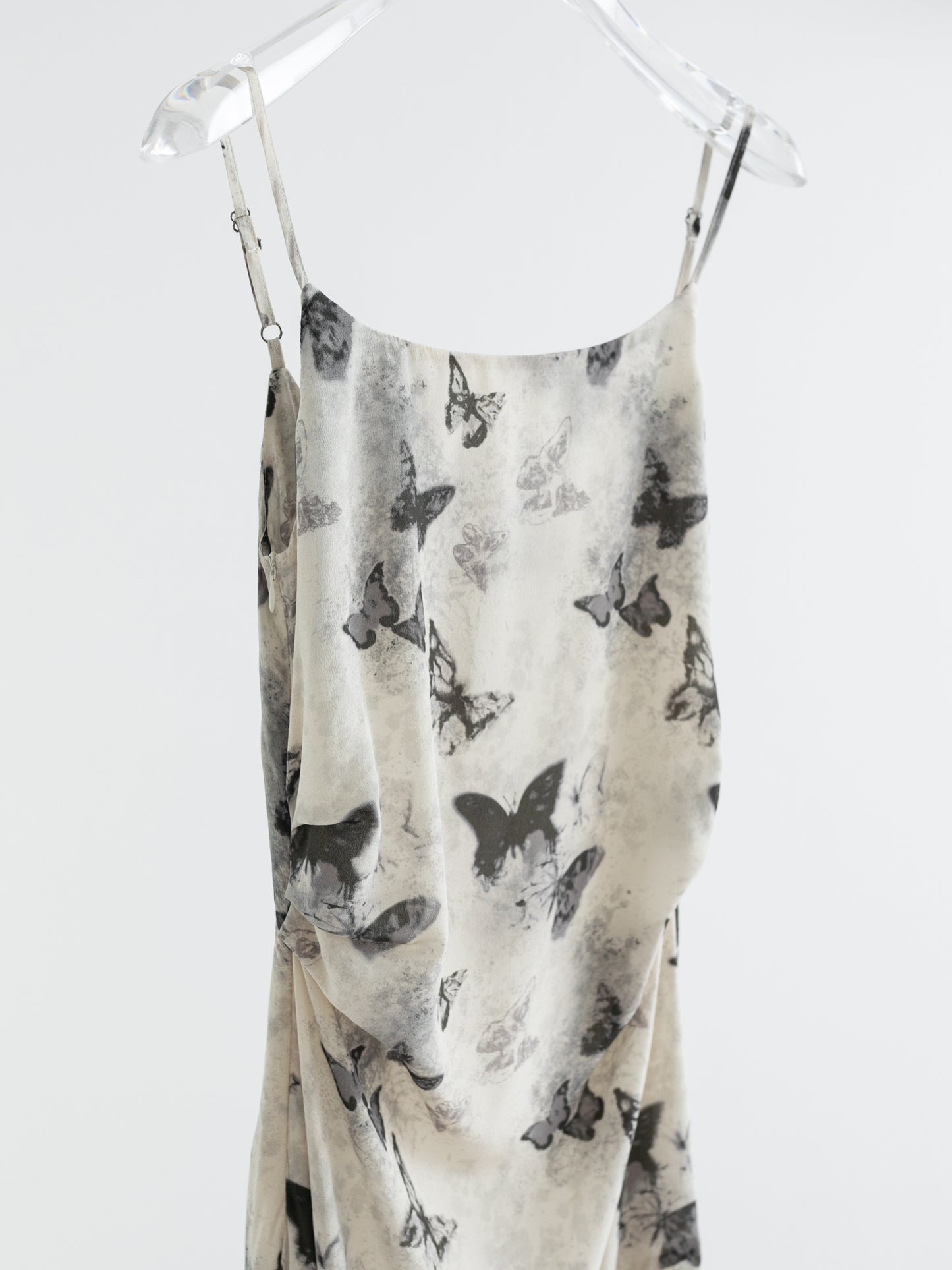 Silk Butterfly Print Slip Dress V007