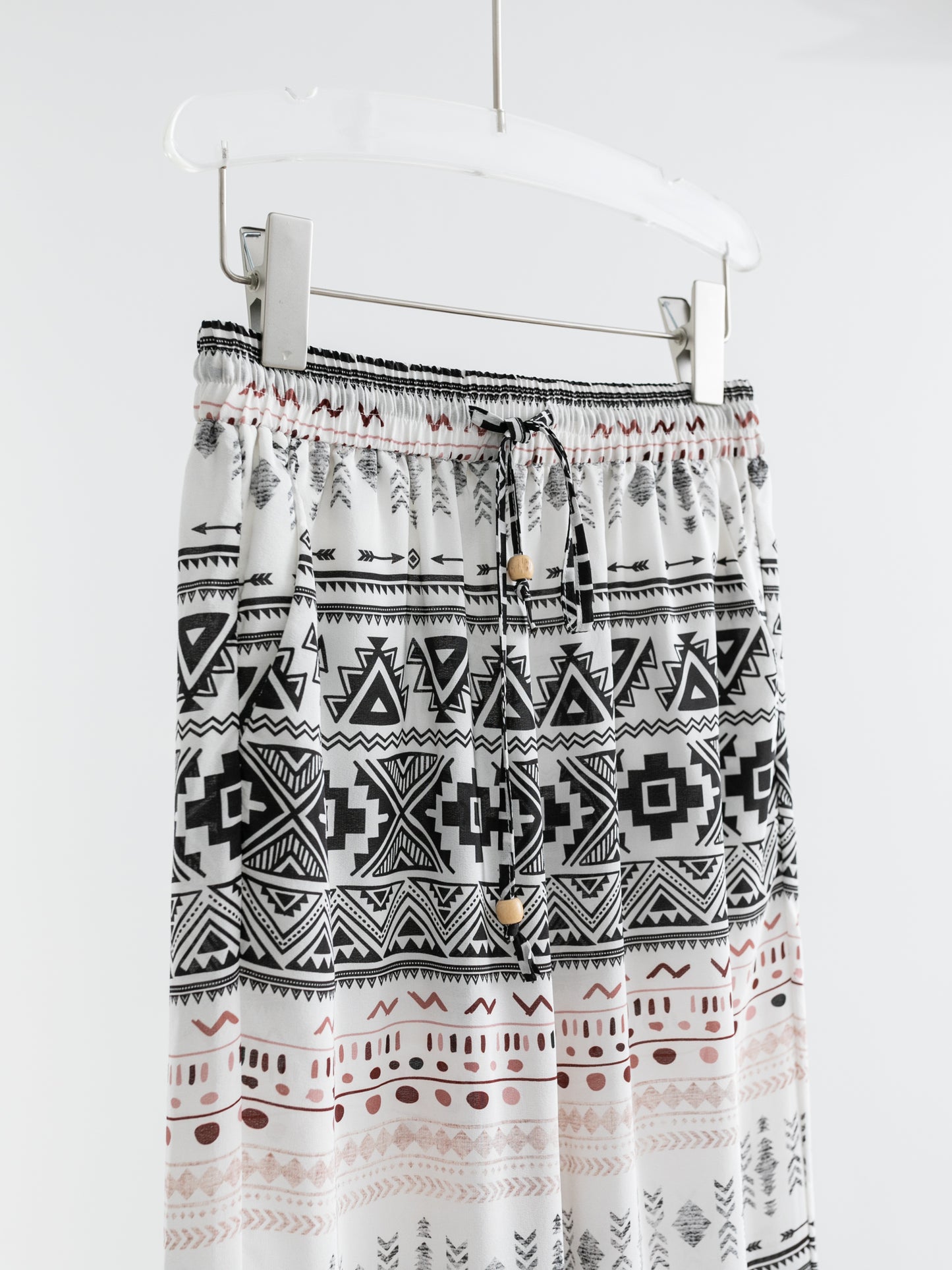 Silk Geometric Print Wide-Leg Pants V010