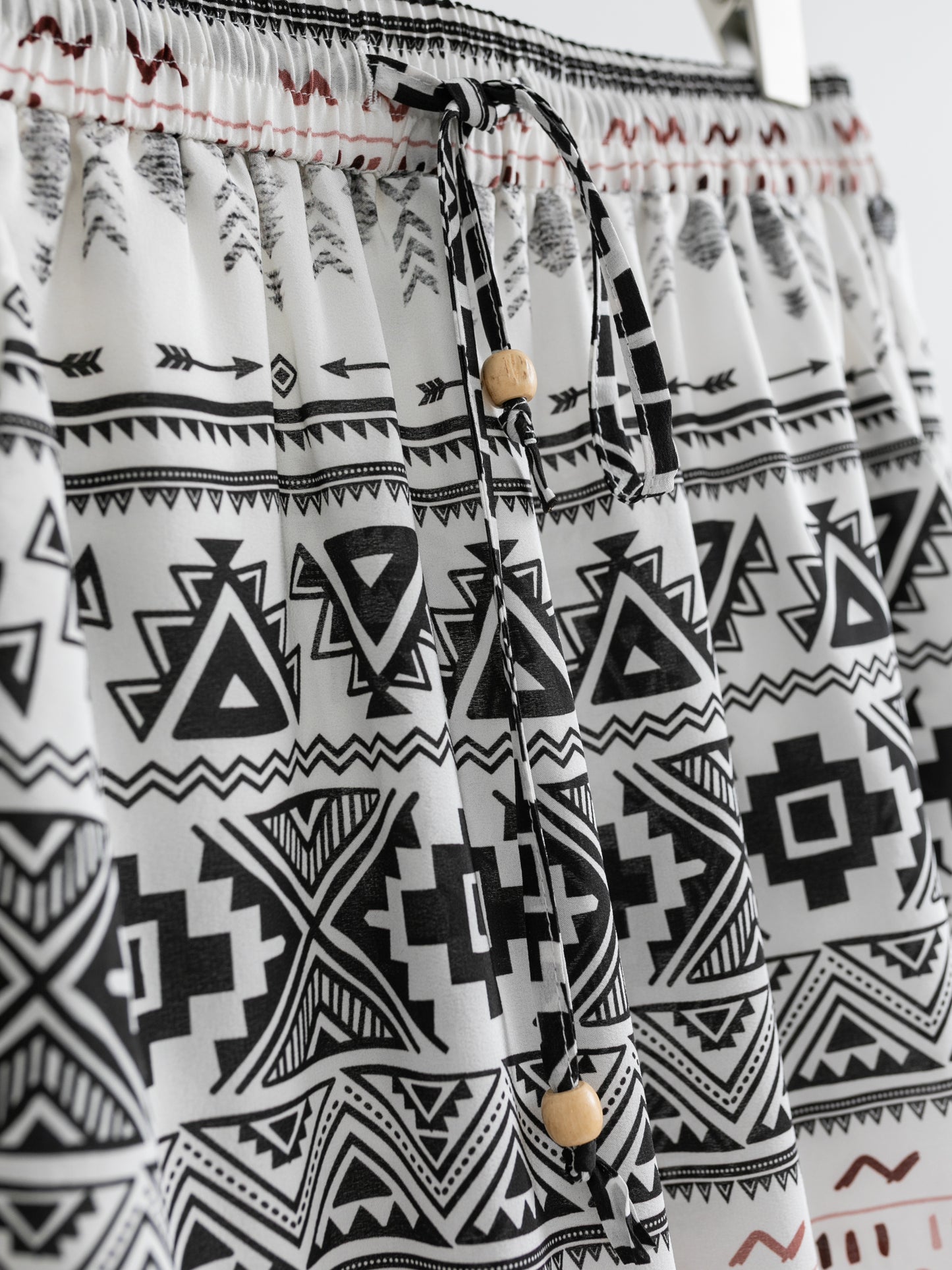 Silk Geometric Print Wide-Leg Pants V010