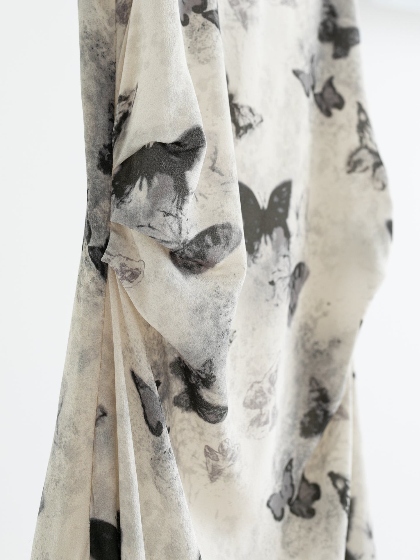 Silk Butterfly Print Slip Dress V007