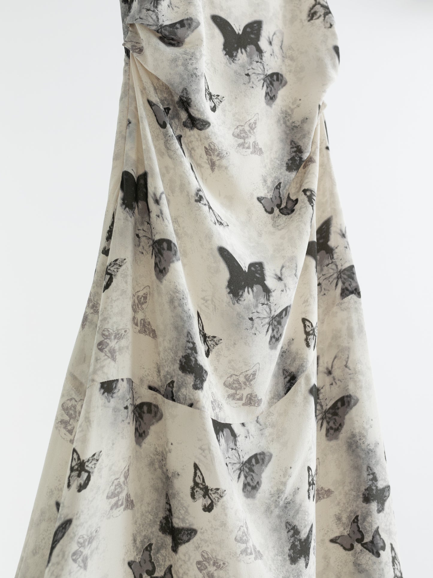 Silk Butterfly Print Slip Dress V007