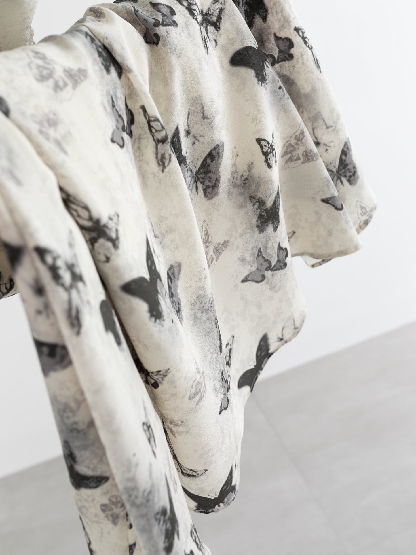 Silk Butterfly Print Slip Dress V007