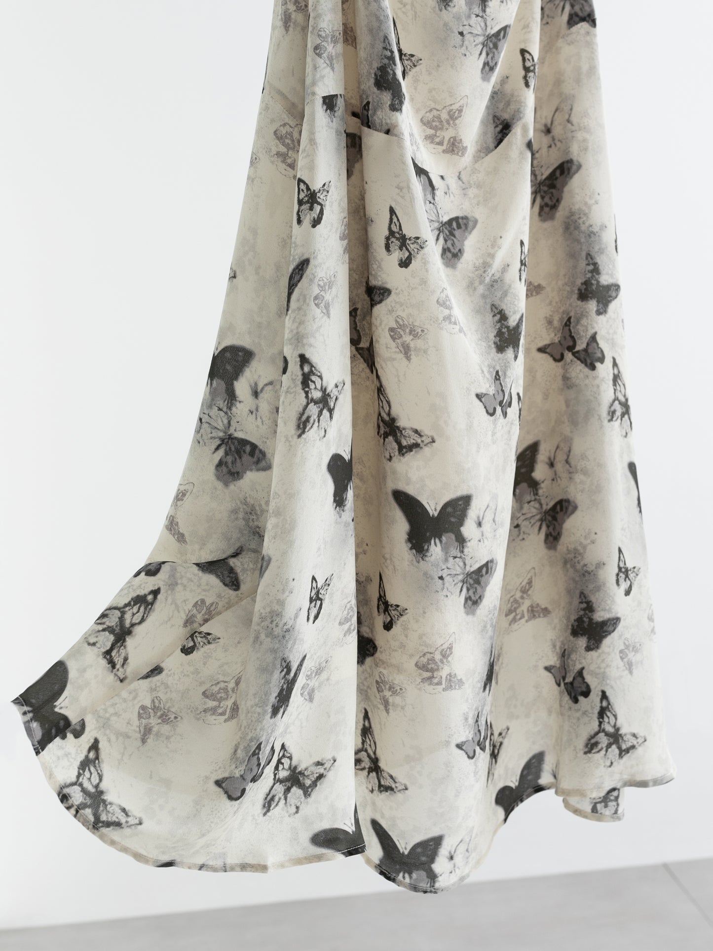 Silk Butterfly Print Slip Dress V007