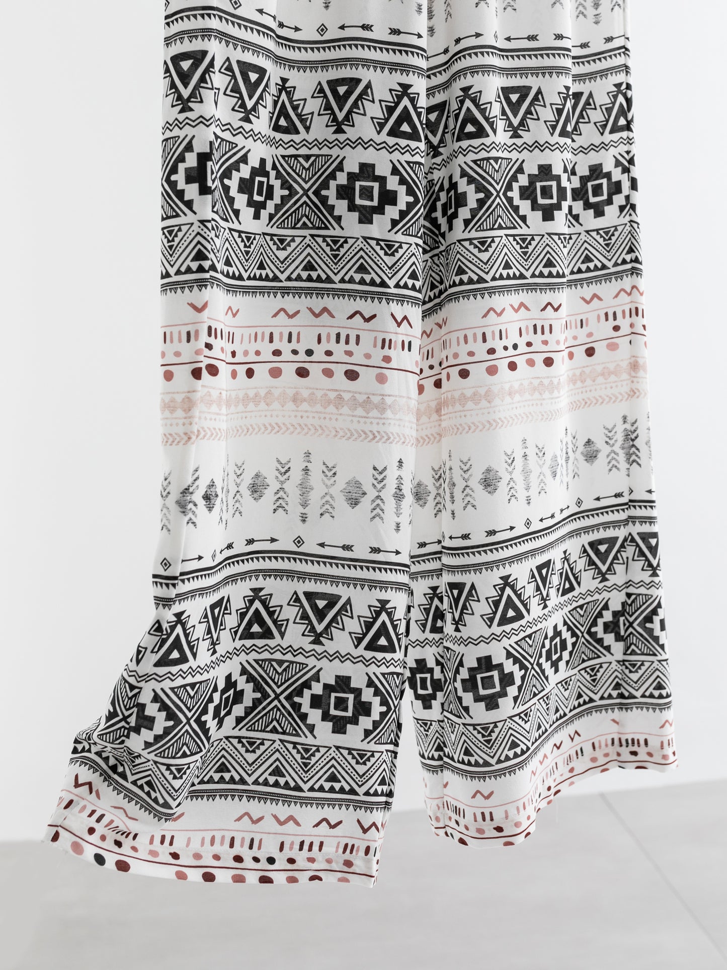 Silk Geometric Print Wide-Leg Pants V010