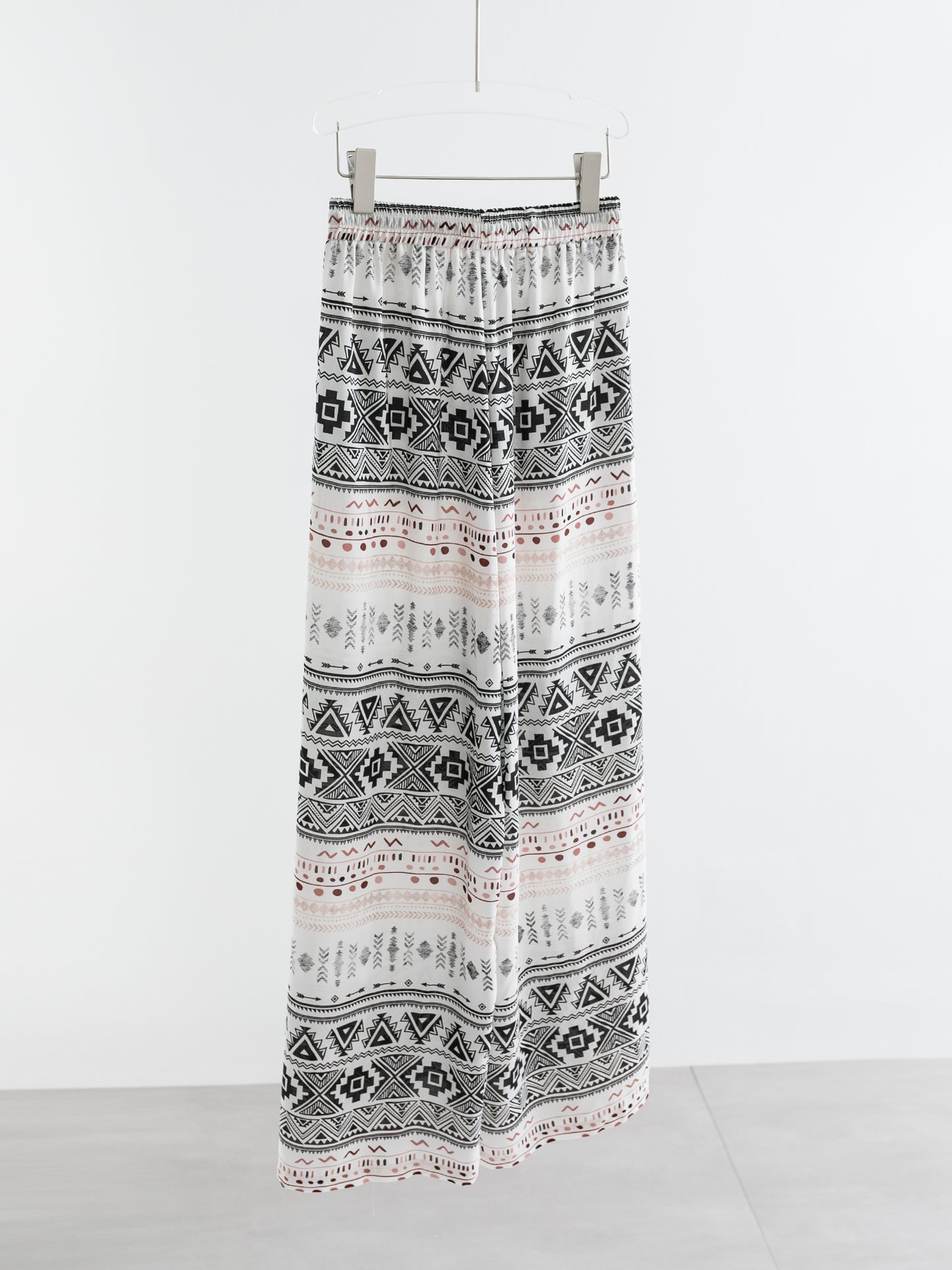 Silk Geometric Print Wide-Leg Pants V010