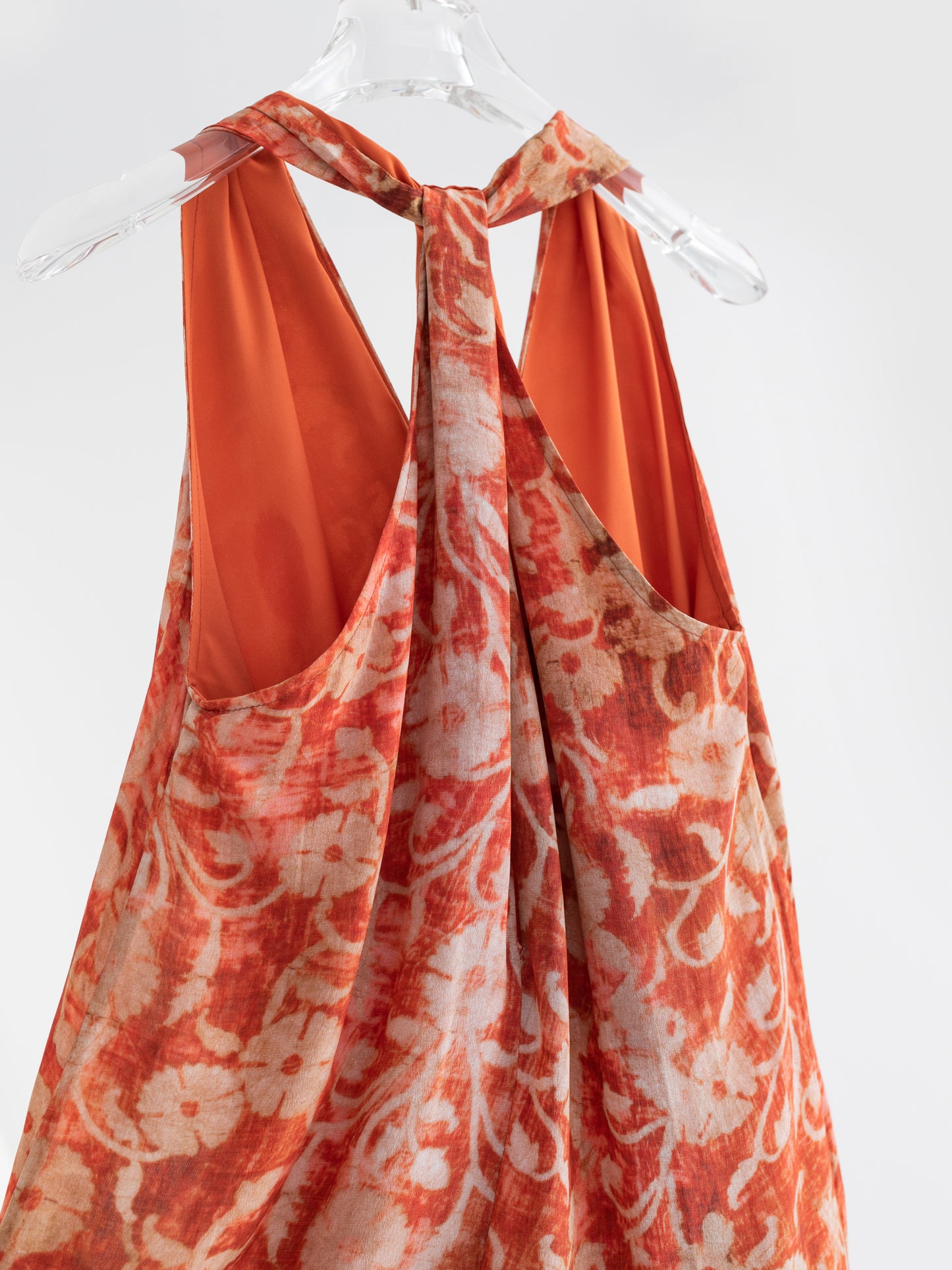 Silk Floral Halter Maxi Dress V009