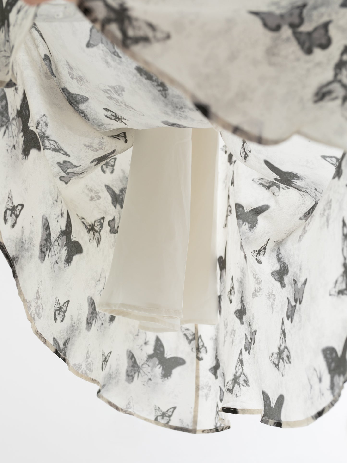 Silk Butterfly Print Slip Dress V007