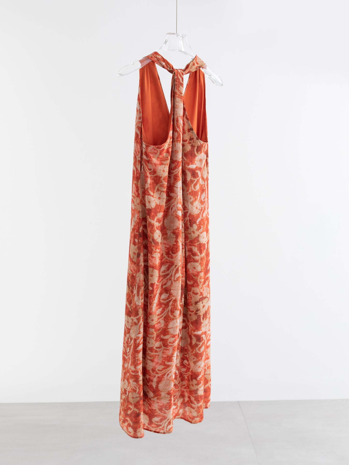 Silk Floral Halter Maxi Dress V009