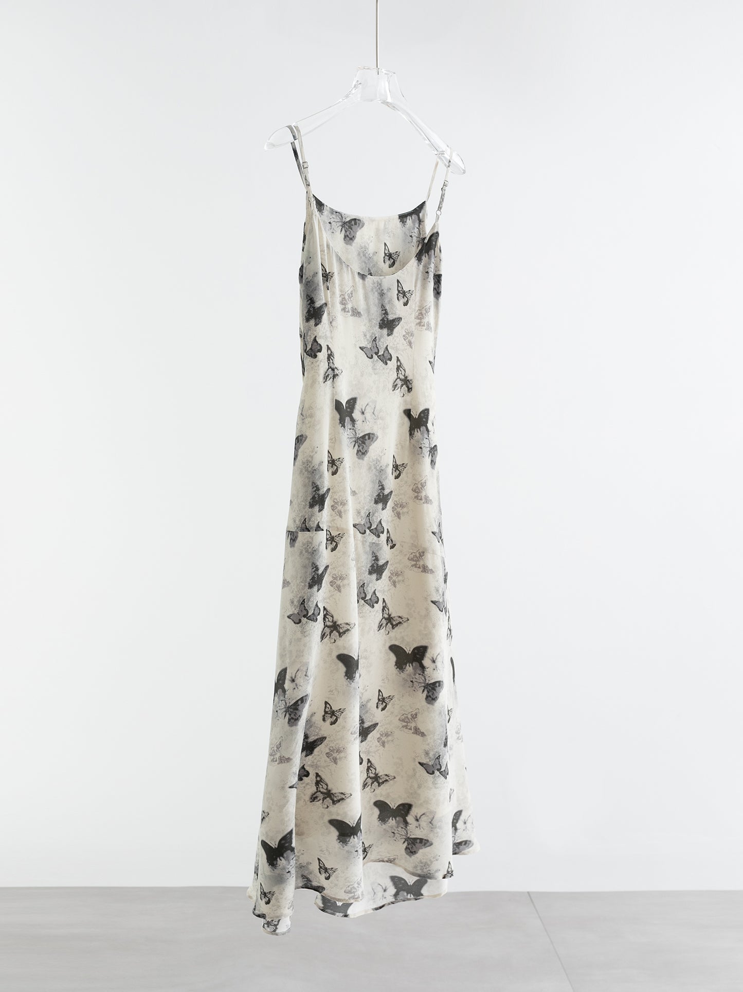 Silk Butterfly Print Slip Dress V007