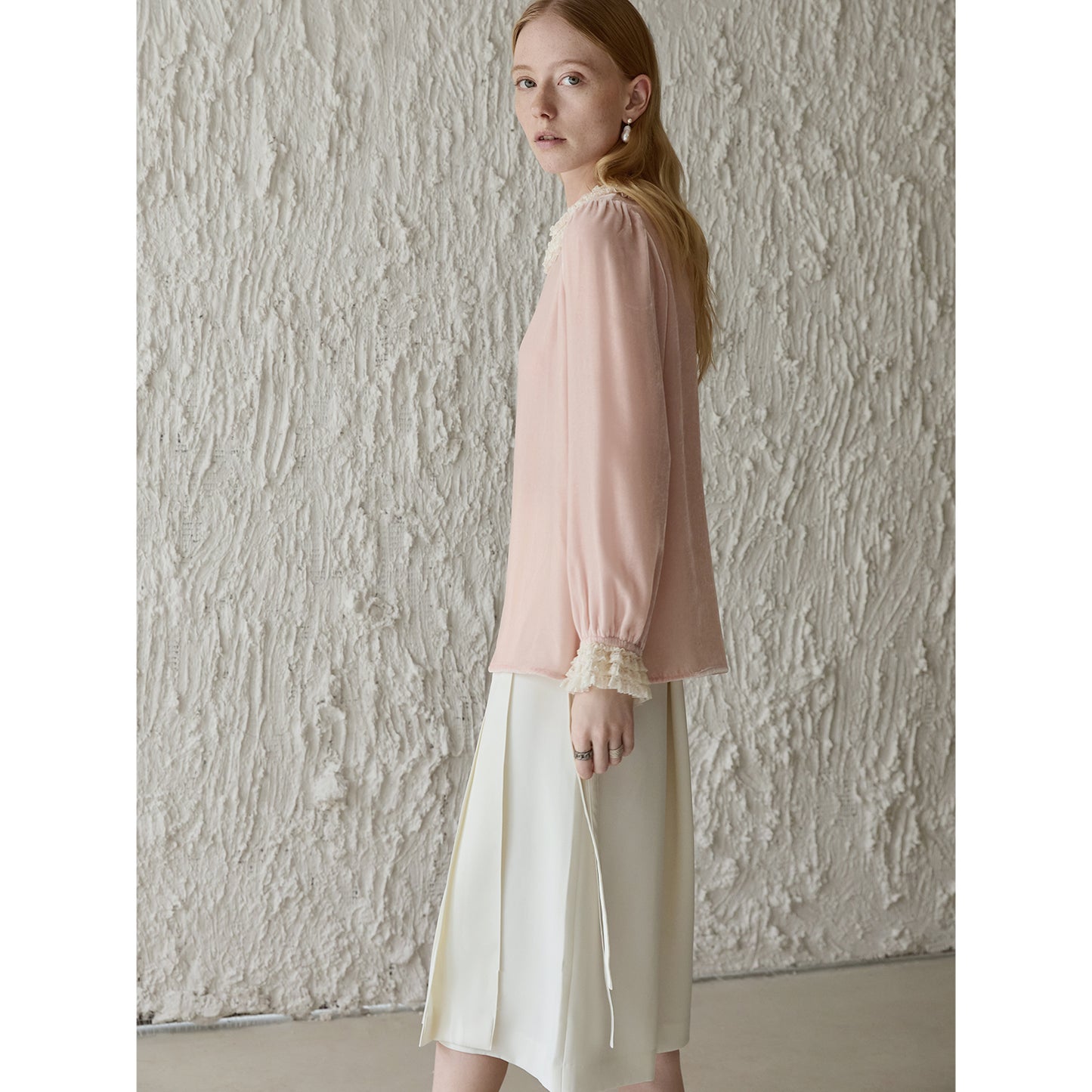 Triacetate Blend Tie-Waist Wrap Skirt V012