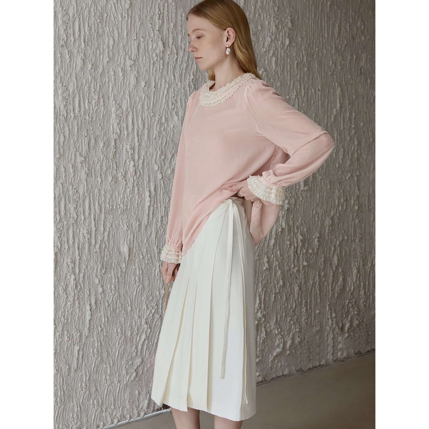 Triacetate Blend Tie-Waist Wrap Skirt V012